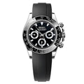 Seiko watch with black rubber strap on a white background