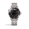 Silver watch with black dial on a white background